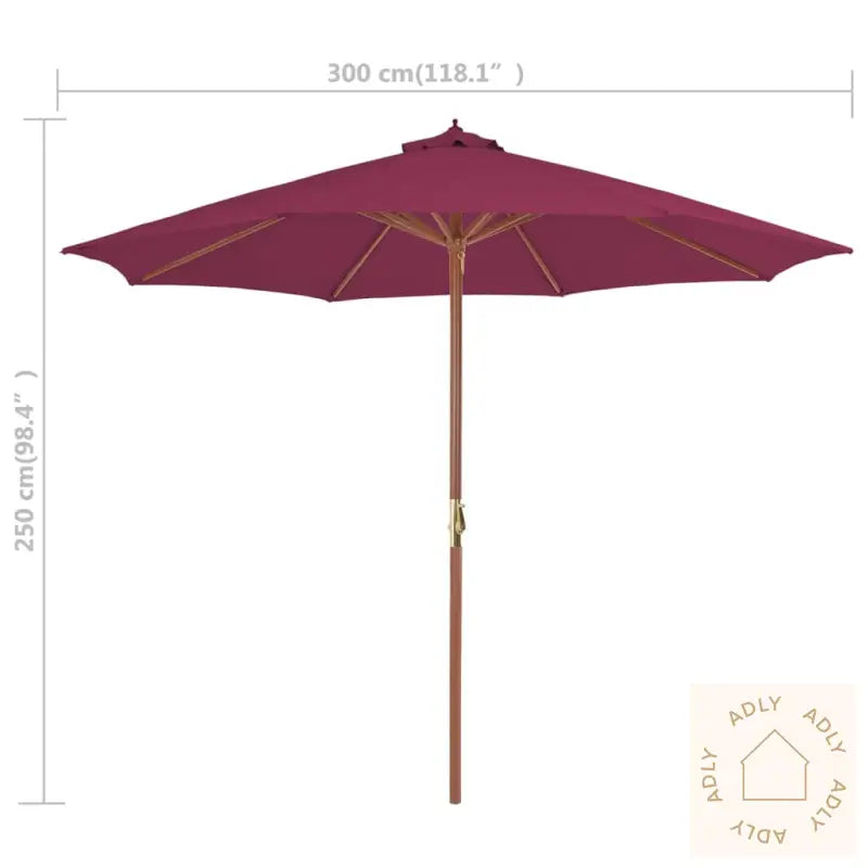 Parasoll Med Trestang 300 Cm Vinrød