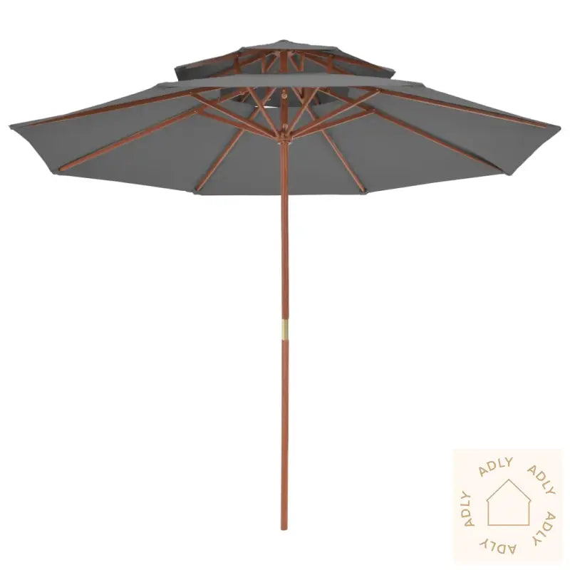 Dobbel Parasoll Med Trestang 270 Cm Antrasitt
