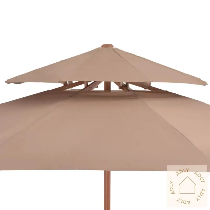 Dobbel Parasoll Med Trestang 270 Cm Gråbrun