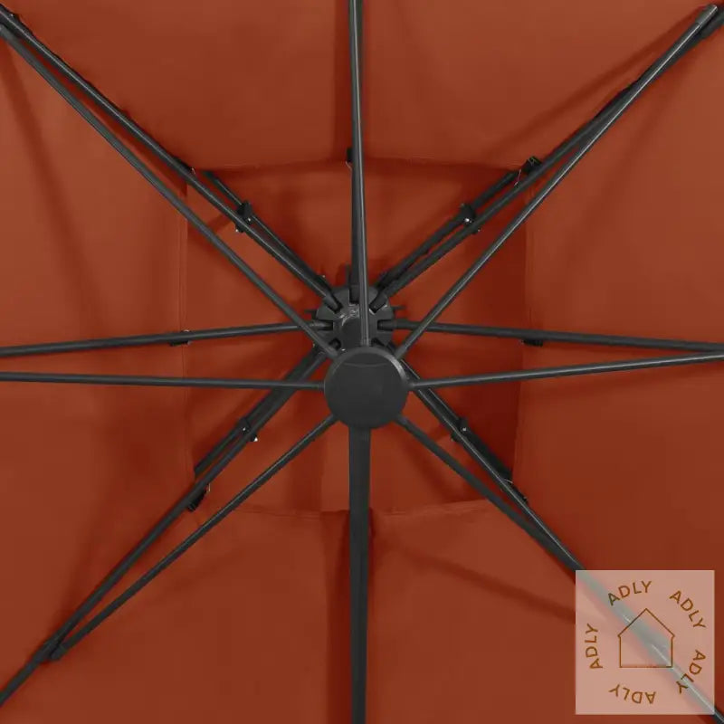 Hengende Hageparasoll Med Dobbel Topp 300X300 Cm Terrakotta