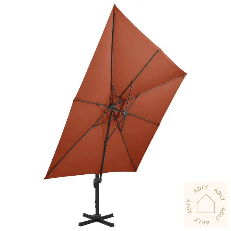 Hengende Hageparasoll Med Dobbel Topp 300X300 Cm Terrakotta
