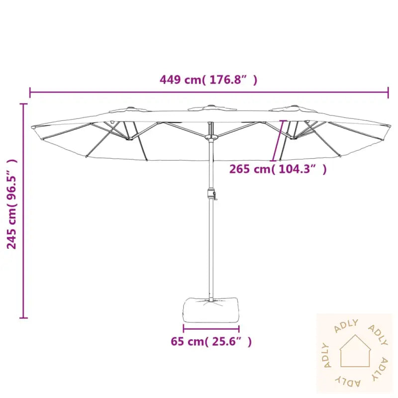 Parasoll Dobbelt Hode Sandhvit 449X245 Cm