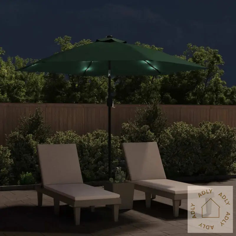 Hengende Led-Hageparasoll 3 M Grønn