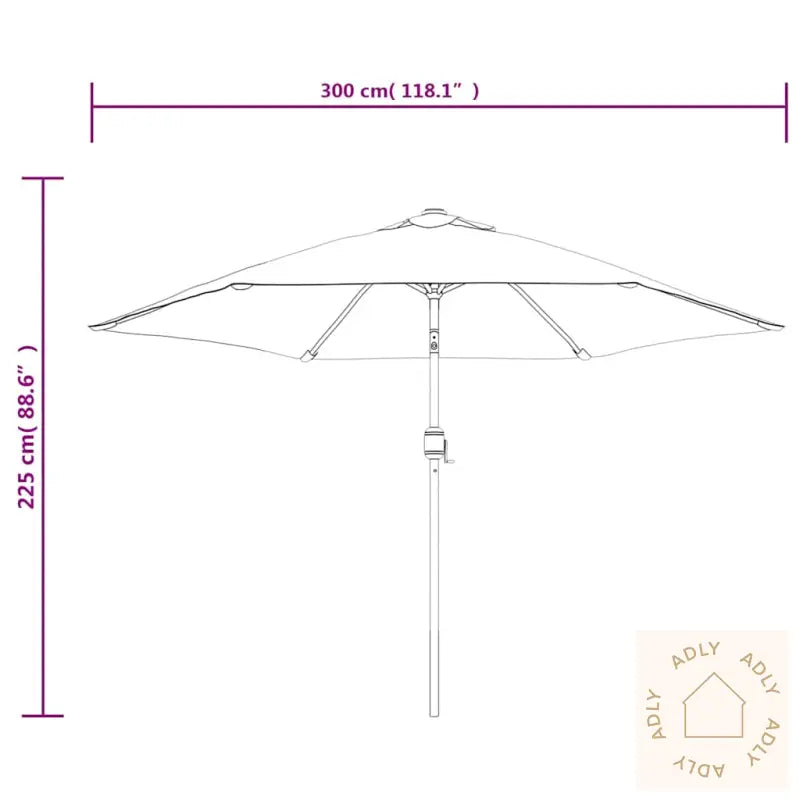 Hengende Led-Hageparasoll 3 M Grønn