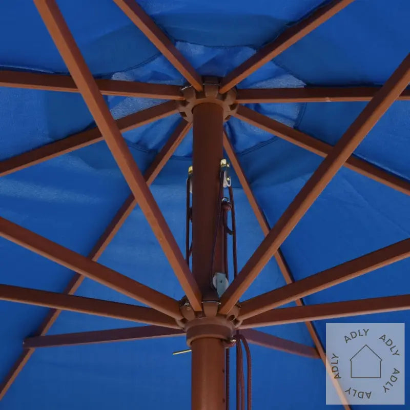 Parasoll Med Trestang 350 Cm Blå