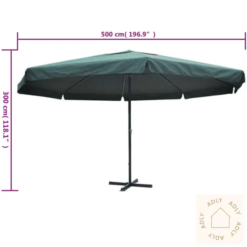 Grønn Samos Parasoll 500 Cm Aluminium