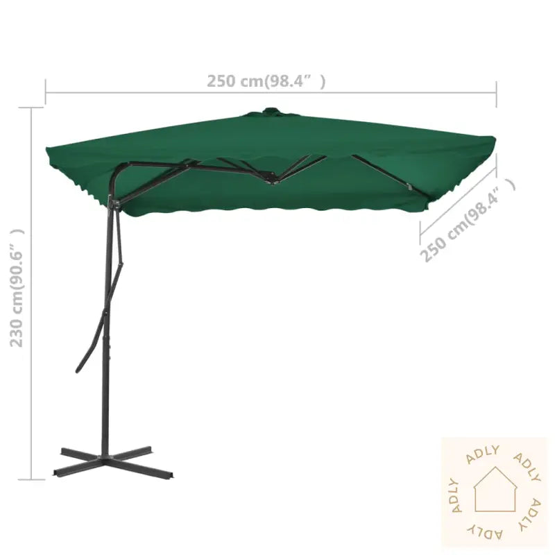 Parasoll Med Stålstang 250X250 Cm Grønn