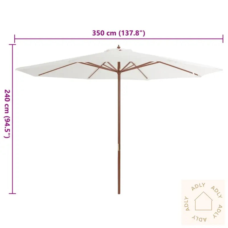 Parasoll Med Trestang 350 Cm Sandhvit