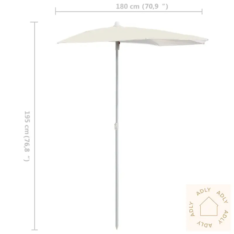 Halvrund Parasoll Med Stang 180X90 Cm Sand