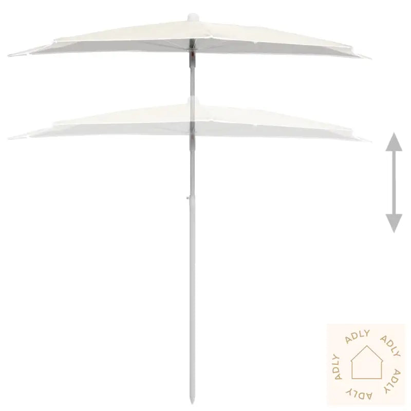 Halvrund Parasoll Med Stang 180X90 Cm Sand