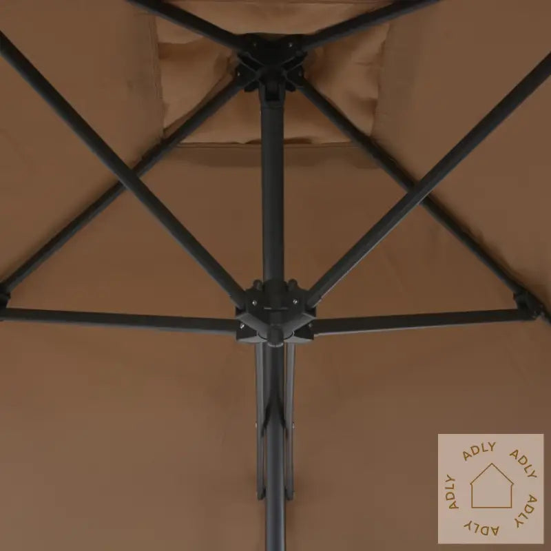 Parasoll Med Stålstang 300 Cm Gråbrun