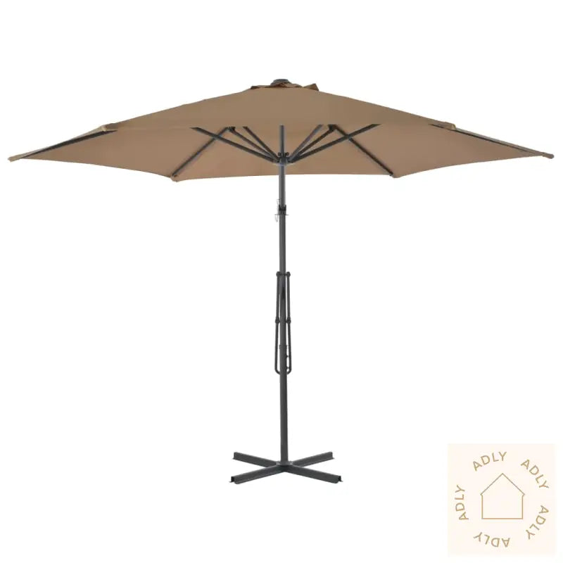 Parasoll Med Stålstang 300 Cm Gråbrun