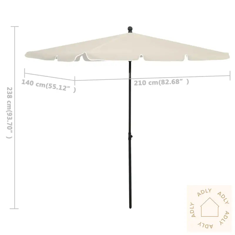 Hageparasoll Med Stang 210X140 Cm Sand