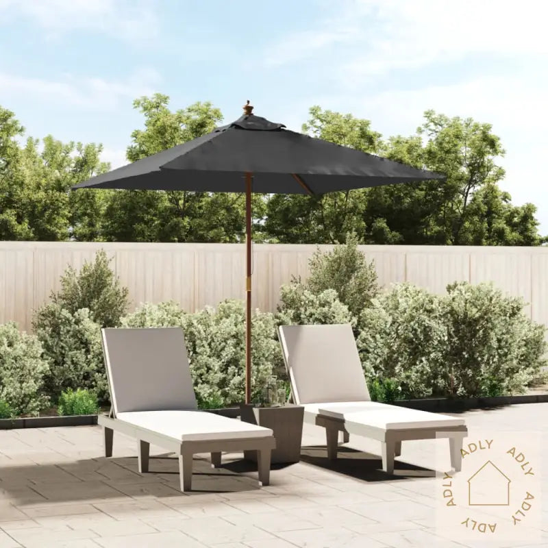 Hageparasoll Med Trestang Antrasitt 198X198X231 Cm