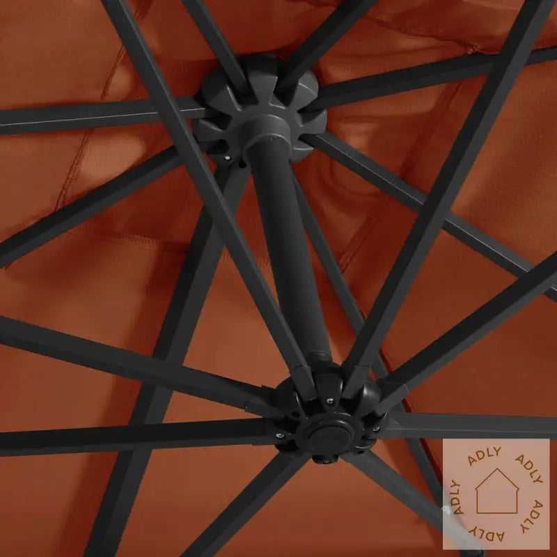 Hengende Hageparasoll Med Led-Lys Terrakotta 250X250 Cm