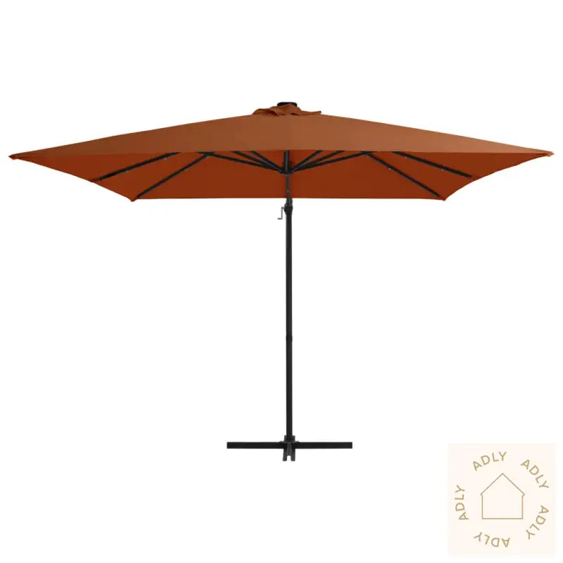 Hengende Hageparasoll Med Led-Lys Terrakotta 250X250 Cm