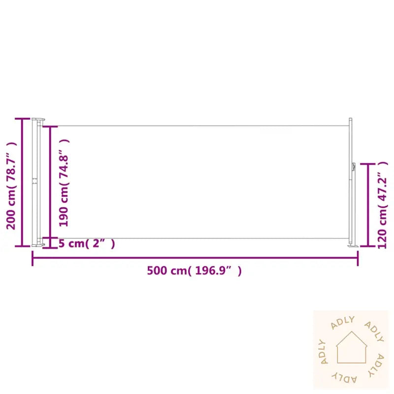 Uttrekkbar Sidemarkise 200X500 Cm Svart