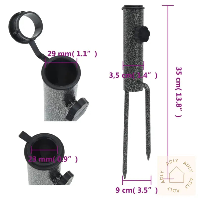 Parasollstativer Med Plugger 2 Stk 9X35 Cm Galvanisert Stål