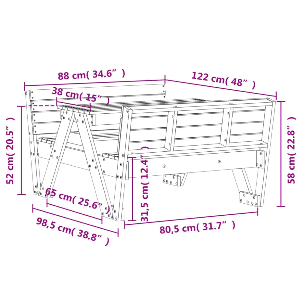 Piknikbord for barn i heltre furu til hage - Hagebord