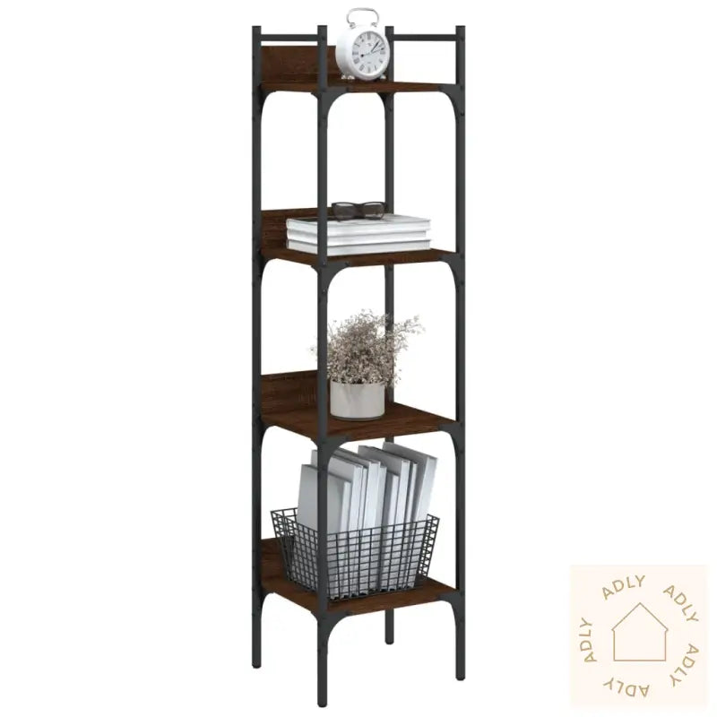 Bokhylle 4 Etasjer Brun Eik 35X30X138,5 Cm Konstruert Tre