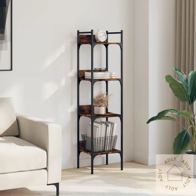 Bokhylle 4 Etasjer Svart 35X30X138,5 Cm Konstruert Tre