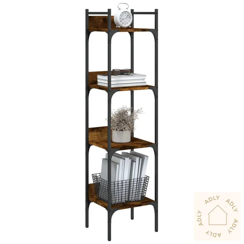 Bokhylle 4 Etasjer Svart 35X30X138,5 Cm Konstruert Tre