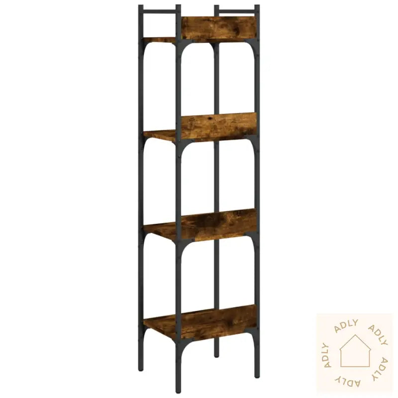 Bokhylle 4 Etasjer Svart 35X30X138,5 Cm Konstruert Tre