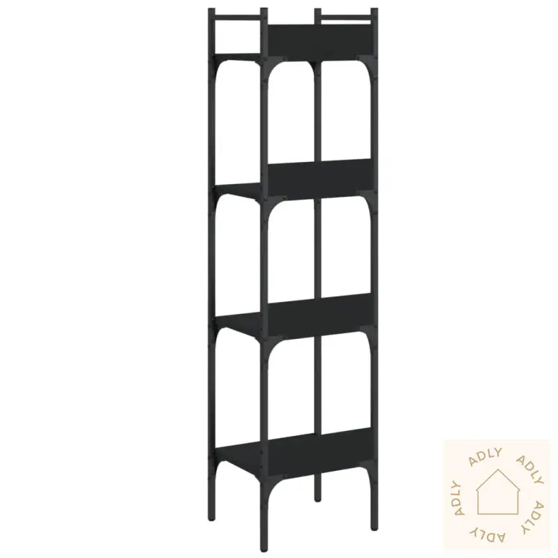 Bokhylle 4 Etasjer Svart 35X30X138,5 Cm Konstruert Tre