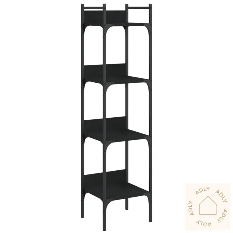 Bokhylle 4 Etasjer Svart 35X30X138,5 Cm Konstruert Tre