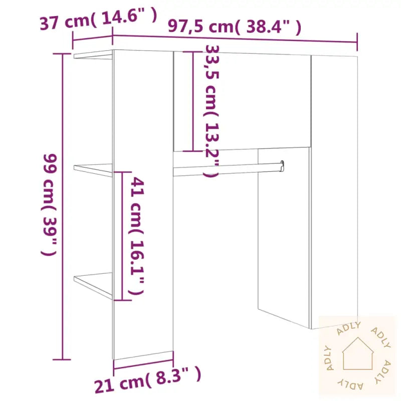 Gangskap Brun Eik 97,5X37X99 Cm Konstruert Tre