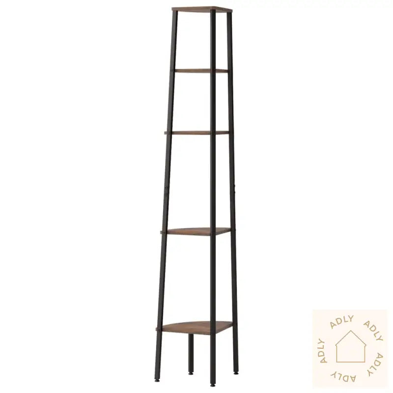 Hjørnehyller 5 Etasjer Mørkebrun Og Svart 45,5X31,5X180 Cm
