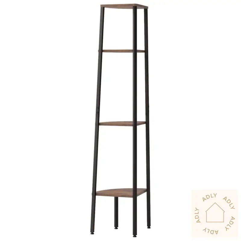 Hjørnehyller 4 Etasjer Mørkebrun Og Svart 45,5X31,5X150 Cm