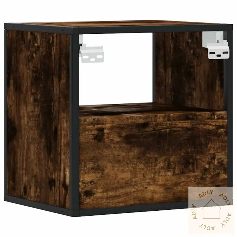 Veggmontert Nattbord Røkt Eik 40X31X39,5 Cm