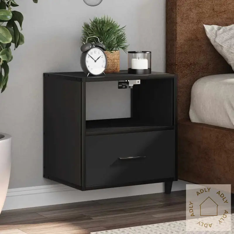 Veggmonterte Nattbord 2 Stk Svart 40X31X39,5 Cm