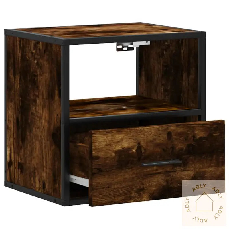 Veggmontert Nattbord Røkt Eik 40X31X39,5 Cm