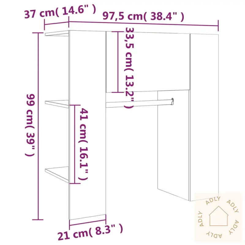 Gangskap Røkt Eik 97,5X37X99 Cm Konstruert Tre