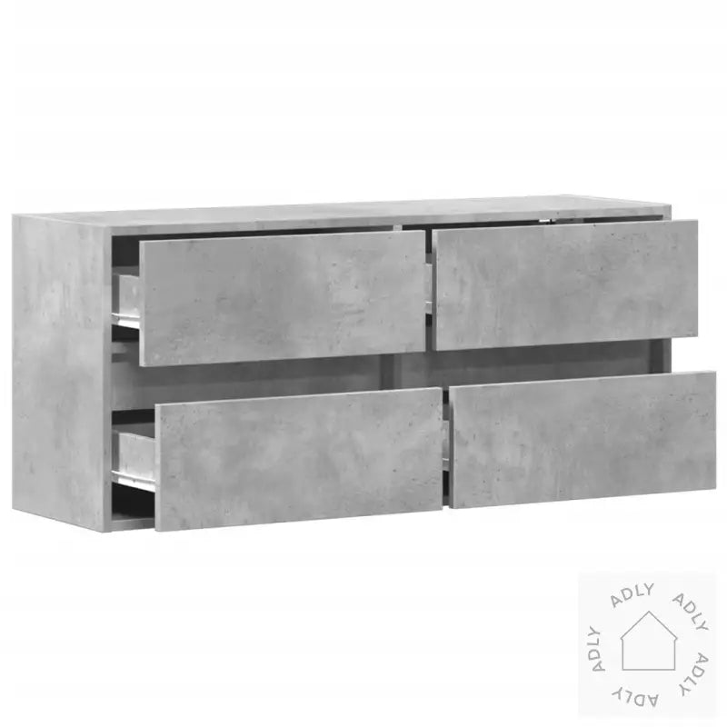 Vegghengt Tv-Benk Med Led-Lys Betonggrå 100X31X45 Cm