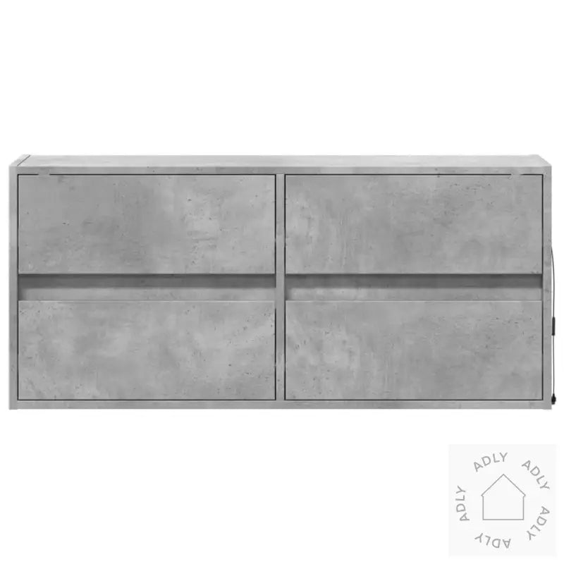 Vegghengt Tv-Benk Med Led-Lys Betonggrå 100X31X45 Cm