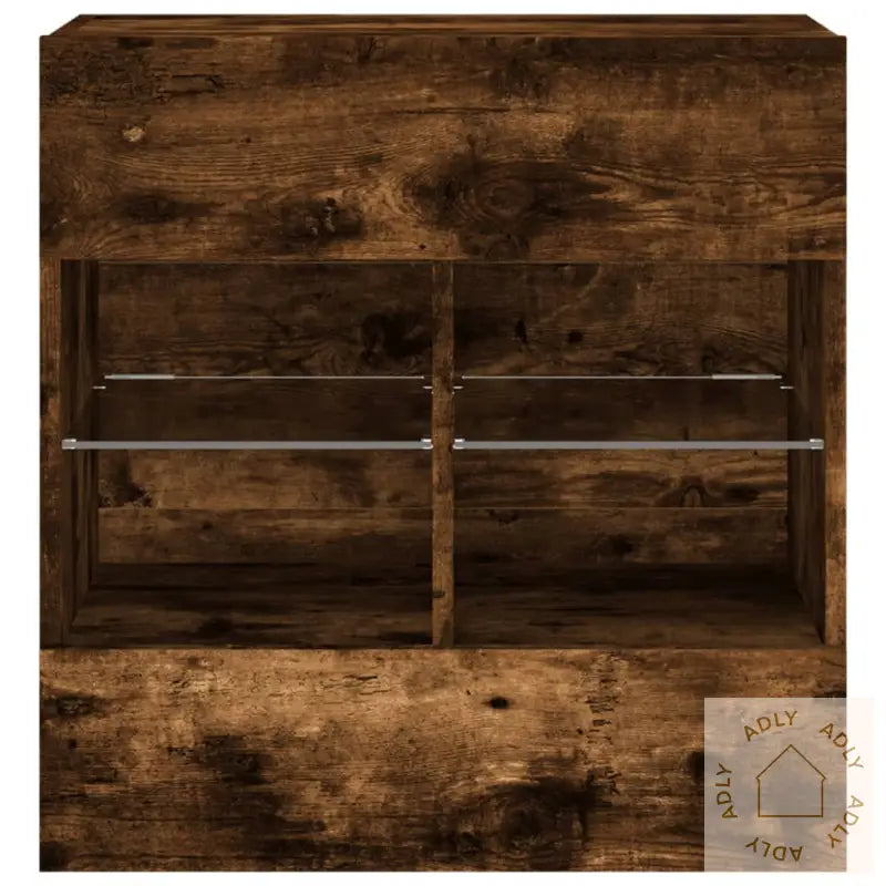 Vegghengt Tv-Benk Med Led-Lys Røkt Eik 58,5X30X60,5 Cm