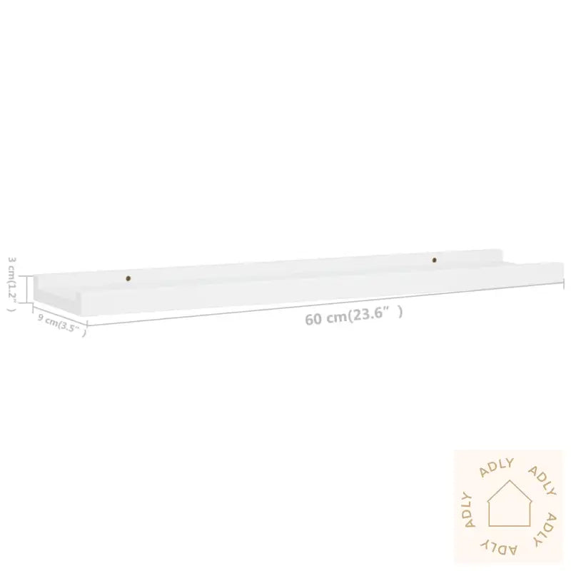 Flytende Vegghyller 2 Stk Hvit 60X9X3 Cm Mdf