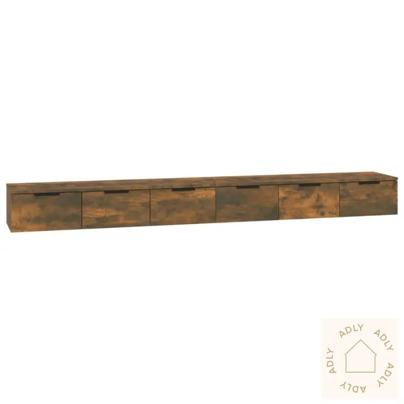 Veggskap 2 Stk Røkt Eik 102X30X20 Cm Konstruert Tre