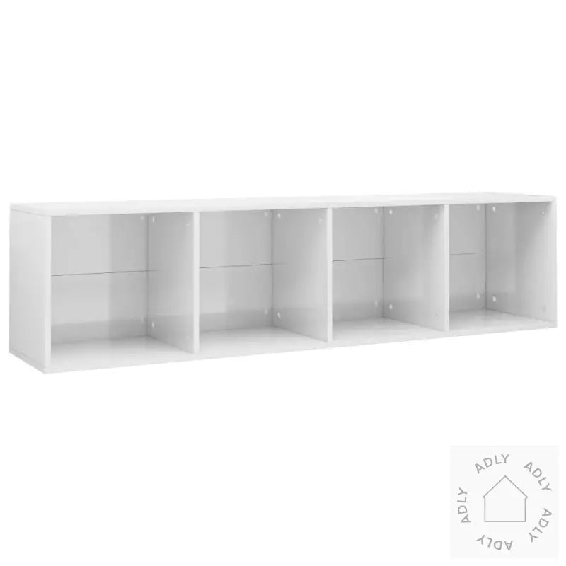 Bokhylle/Tv-Benk Høyglans Hvit 36X30X143 Cm Konstruert Tre