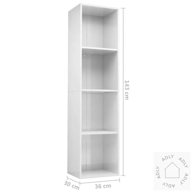 Bokhylle/Tv-Benk Høyglans Hvit 36X30X143 Cm Konstruert Tre