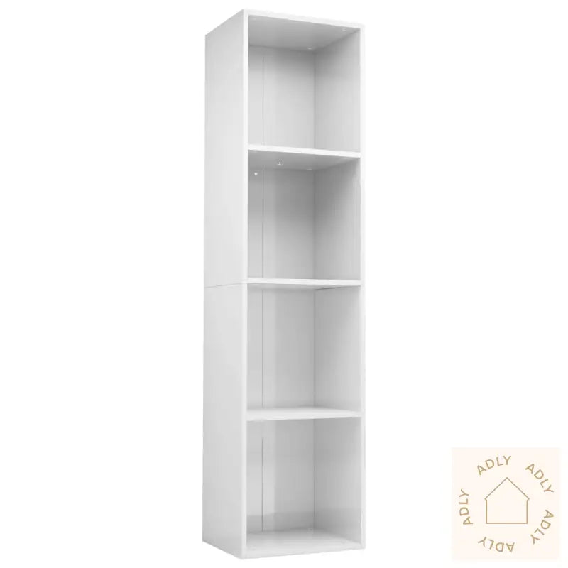 Bokhylle/Tv-Benk Høyglans Hvit 36X30X143 Cm Konstruert Tre