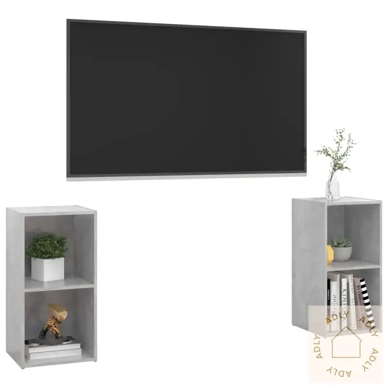 Tv-Benker 2 Stk Betonggrå 72X35X36,5 Cm Konstruert Tre