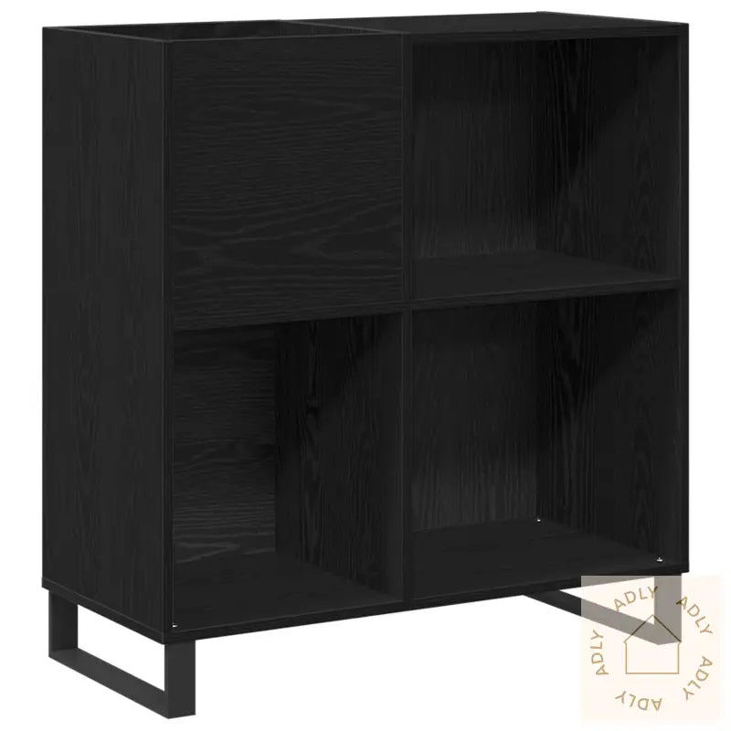 Plateskap Svart Eik 84.5X38X90 Cm Konstruert Tre