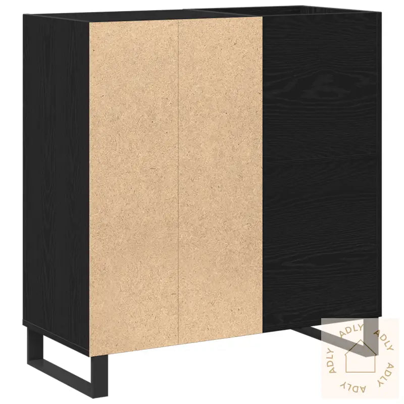 Plateskap Svart Eik 84.5X38X90 Cm Konstruert Tre