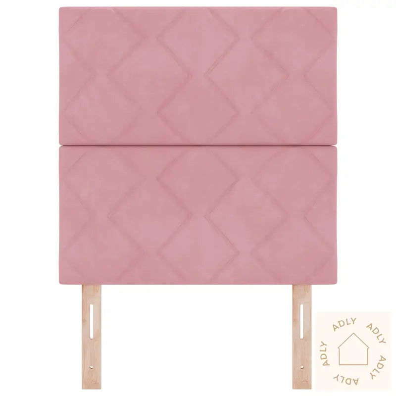 Rosa Fløyels Sengegavl Med Diamantblokker - 80 Cm