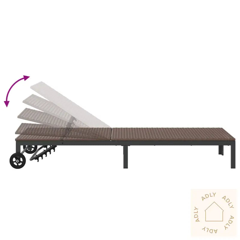 Solseng Med Hjul Brun Poly Rattan