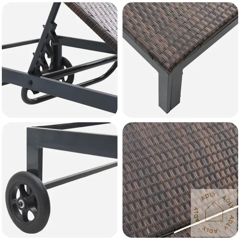 Solseng Med Hjul Brun Poly Rattan